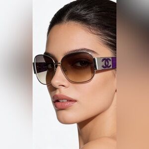 16-16 Chanel 4128 CC Logo Oversized Wrap Aviators.